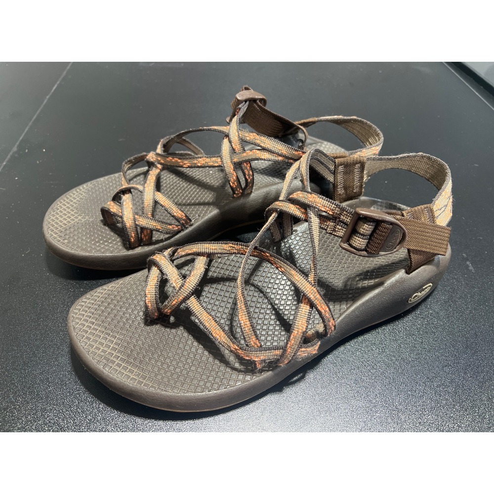 Chaco Z Cloud 2‎ Womens 11 Brown Orange Strappy Toe Loop Hiking Sandals Vibram